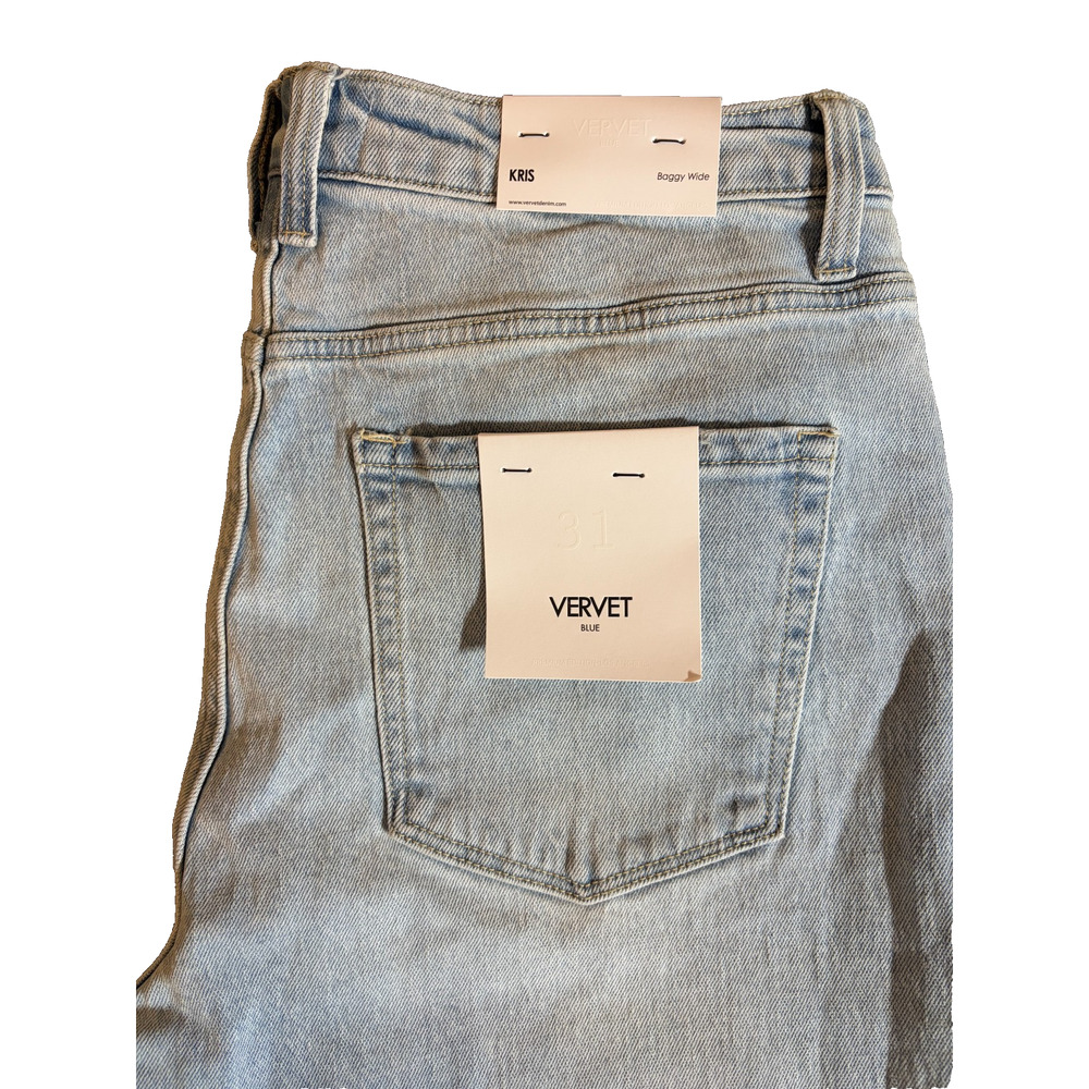 VERVET Flying Monkey Kris Baggy Wide Leg Jeans Light Wash Size 31 Y2K New - Picture 2 of 8